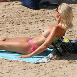 Hot Blonde On The Beach - Bikini, Exposed In Public, Nipples, Nude Beach, Nude In Public, Nude Outdoors, Showing Tits, Topless Beach, Topless Girl, Topless Outdoors, Topless, Beach Tits, Beach Voyeur, Sexy Body, Sexy Boobs, Sexy Feet, Sexy Girl, Sexy Legs