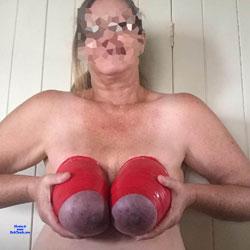 Big Red Tied Tits - Big Tits, Amateur, fetish pics