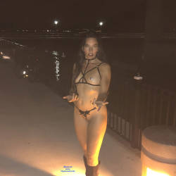 Pic #7 Under the Bridge - Part 2 - Nude Girls, Big Tits, Brunette, Public Exhibitionist, Outdoors, Public Place, Amateur