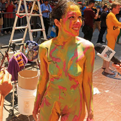 Pic #4 Body Painting Times Square Part 2 - Nude Girls, Brunette, Public Exhibitionist, Outdoors, Public Place