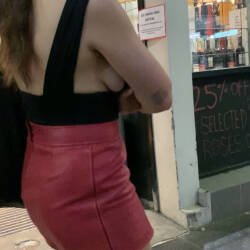 Pic #2Side Boob Sidewalk - Brunette, Public Place