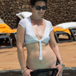 Pic #1 Eve - Holiday To Lanzarote 1 - Nude Girls, Brunette, Outdoors, Public Place, Shaved, Amateur, Body Piercings