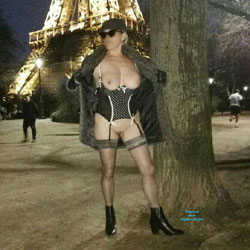 Tour Eiffel - Big Tits, Public Exhibitionist, Flashing, Lingerie, Outdoors, Shaved, Amateur, stockings pics