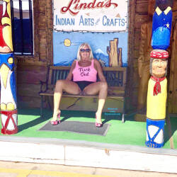 Pic #5 Flashing - Pantieless Girls, Blonde, Public Exhibitionist, Flashing, Outdoors, Amateur