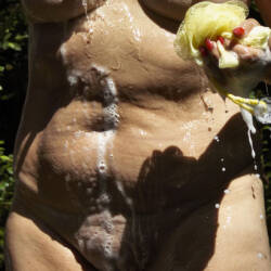Pic #6 Cougar Kitty Washing - Outdoors, Shaved, Amateur, Medium Tits, Wet Tits