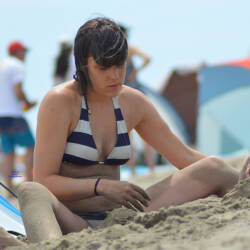 Pic #1 South Of France On Beach This Summer 5 - Beach, Brunette, Outdoors, Bikini Voyeur