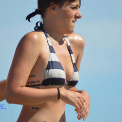 Pic #8 South Of France On Beach This Summer 5 - Beach, Brunette, Outdoors, Bikini Voyeur
