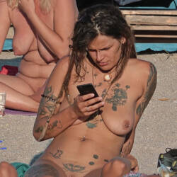 Pic #8 I Never Die - Nude Girls, Beach, Big Tits, Brunette, Outdoors, Shaved, Beach Voyeur, Tattoos