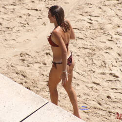 Pic #1 Beauty Before And After Shower On The Beach - Beach, Brunette, Outdoors, Bikini Voyeur