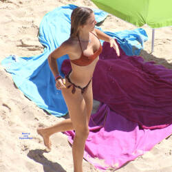 Pic #4 Beauty Before And After Shower On The Beach - Beach, Brunette, Outdoors, Bikini Voyeur