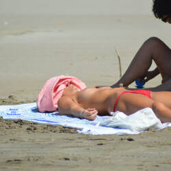 Pic #8 South Of France On Beach This Summer Mix 2 - Topless Girls, Beach, Outdoors, Small Tits, Beach Voyeur, Brunette