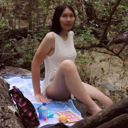 Pic #3 Naked By A Stream - Nude Girls, Big Tits, Brunette, Outdoors, Nature, Bush Or Hairy, Amateur