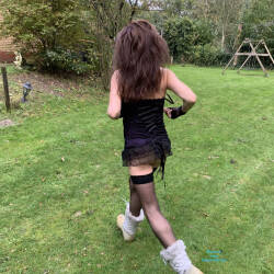 Pic #6 Garden Walk - Big Tits, Brunette, Lingerie, Outdoors, Amateur