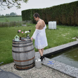 Pic #1 Rainy Day - Big Tits, Brunette, Outdoors, Amateur