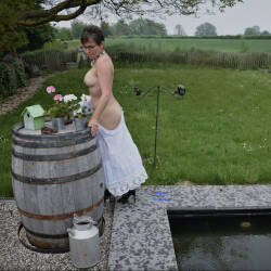 Pic #3 Rainy Day - Big Tits, Brunette, Outdoors, Amateur