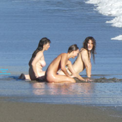 Pic #5 Wave Riders - Nude Girls, Beach, Brunette, Outdoors, Beach Voyeur
