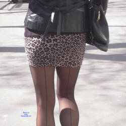 Pic #2 Nadia Flashing In Miniskirt And Seamed Hose - Brunette, Public Exhibitionist, Flashing, High Heels Amateurs, Lingerie, Outdoors, Wife/wives, Amateur
