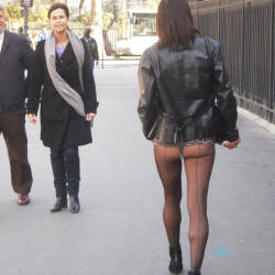 Pic #7 Nadia Flashing In Miniskirt And Seamed Hose - Brunette, Public Exhibitionist, Flashing, High Heels Amateurs, Lingerie, Outdoors, Wife/wives, Amateur