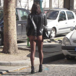Pic #10 Nadia Flashing In Miniskirt And Seamed Hose - Brunette, Public Exhibitionist, Flashing, High Heels Amateurs, Lingerie, Outdoors, Wife/wives, Amateur