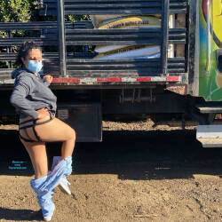 Pic #6 Naughty Work Break! - Big Tits, Brunette, Public Exhibitionist, Flashing, Outdoors, Amateur