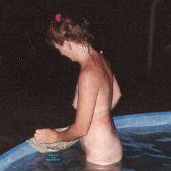Pic #3 Skinny Dip In Back Yard - Nude Girls, Brunette, Outdoors, Small Tits, Bush Or Hairy, Amateur