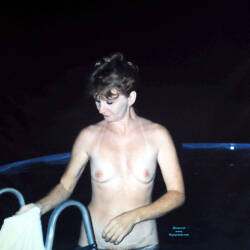 Pic #4 Skinny Dip In Back Yard - Nude Girls, Brunette, Outdoors, Small Tits, Bush Or Hairy, Amateur