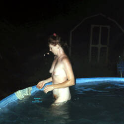 Pic #5 Skinny Dip In Back Yard - Nude Girls, Brunette, Outdoors, Small Tits, Bush Or Hairy, Amateur