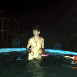 Pic #7 Skinny Dip In Back Yard - Nude Girls, Brunette, Outdoors, Small Tits, Bush Or Hairy, Amateur