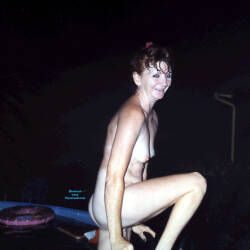 Pic #8 Skinny Dip In Back Yard - Nude Girls, Brunette, Outdoors, Small Tits, Bush Or Hairy, Amateur