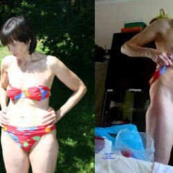 Pic #5 Vivian Dressed And Undressed - Bikini Edition - Nude Amateurs, Brunette, Mature, Outdoors, Bush Or Hairy, Amateur, Medium Tits