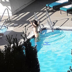 Pic #4 Girl At Pool Voy'd From Room - Brunette, Outdoors, Bikini Voyeur
