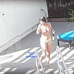 Pic #7 Girl At Pool Voy'd From Room - Brunette, Outdoors, Bikini Voyeur