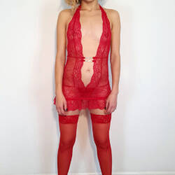 Pic #2 Red Lingerie - Blonde, High Heels Amateurs, Lingerie, See Through, Amateur, Stockings Pics, Small Tits