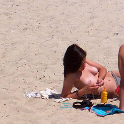 Pic #2 Topless Beach In Britanny - Topless Girls, Beach, Brunette, Beach Voyeur