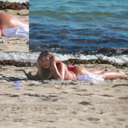 Pic #4 Topless Beach In Britanny - Topless Girls, Beach, Brunette, Beach Voyeur