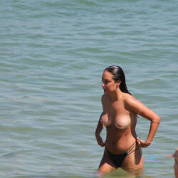 Pic #3 Lovely Mermaid In Britanny - Topless Girls, Big Tits, Brunette, Outdoors, Beach Voyeur