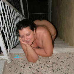 Pic #9 Posing On The Stairs - Nude Amateurs, Big Tits, Mature, Outdoors, Amateur