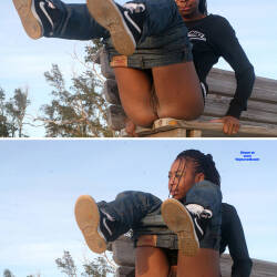Pic #4 Without Panties At The Beach - Pantieless Girls, Ebony, Outdoors, Bush Or Hairy, Amateur, No Panties On