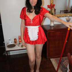 Pic #1 At your service, Master - Bush Or Hairy, Costume, No Panties On, Round Ass, Flashing, Pussy