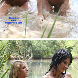 Pic #6 Water Playing - Beautiful Ass, Firm Ass, Girl On Girl, Hard Nipples, Long Legs, Pussy, Shaved, Tattoos, Wet, Wet Pussy Pic, Wet Tits