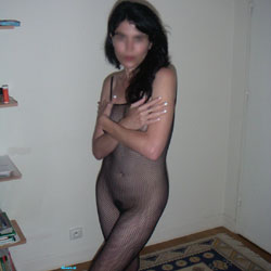 A bodystoking - Bush Or Hairy, No Panties On, women in see through clothes, Brunette, Lingerie, Natural Tits, Pussy, Small Tits