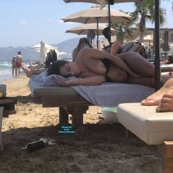 Pic #2 Girl sleeping on the beach - Beach, Beach Pussy, Big Ass, Big Tits, Bikini Voyeur, Outdoors, Public Exhibitionist, Public Place