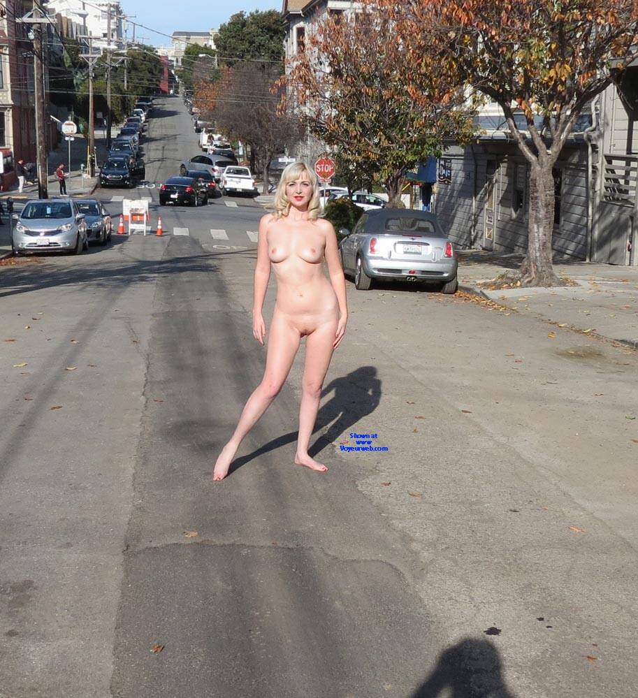 Nude in the Street (Part Two) , Dainty Rascal Hits The Streets Of San Francisco Again. It Was A Blast Seeing How Seeing Her Let Her Exhibitionist Side Free, Walking Around Completely Naked In Public<br>