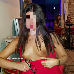 A tavola!! - Amateur, Big Nipples, Flashing, Flashing Tits, Hanging Tits, Hard Nipples, Medium Tits, Natural Tits, Outdoors, Public Exhibitionist, Public Place, sexiest legs, Topless Amateurs, Topless Girls