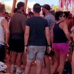 Blonde dancing naked at festival