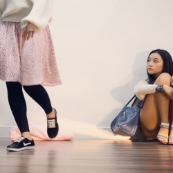 Pic #6 Sitting there without knowing she's showing her white panties to everyone (Part 2)