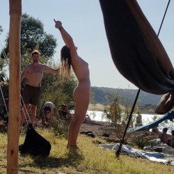 Pic #3 Blonde girl nude in public beach festival