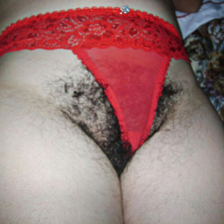 Pic #4 My hairy wife in a thong 2