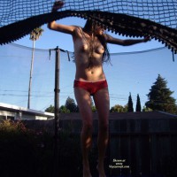Boucing Tits And Boucing Camel Toe - Brunette Hair, Camel Toe, Long Hair, Long Legs, Small Tits, Topless