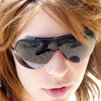 Photographer Reflection In Sunglasses - Brown Hair, Red Hair, Sunglasses, Naked Girl, Nude Amateur